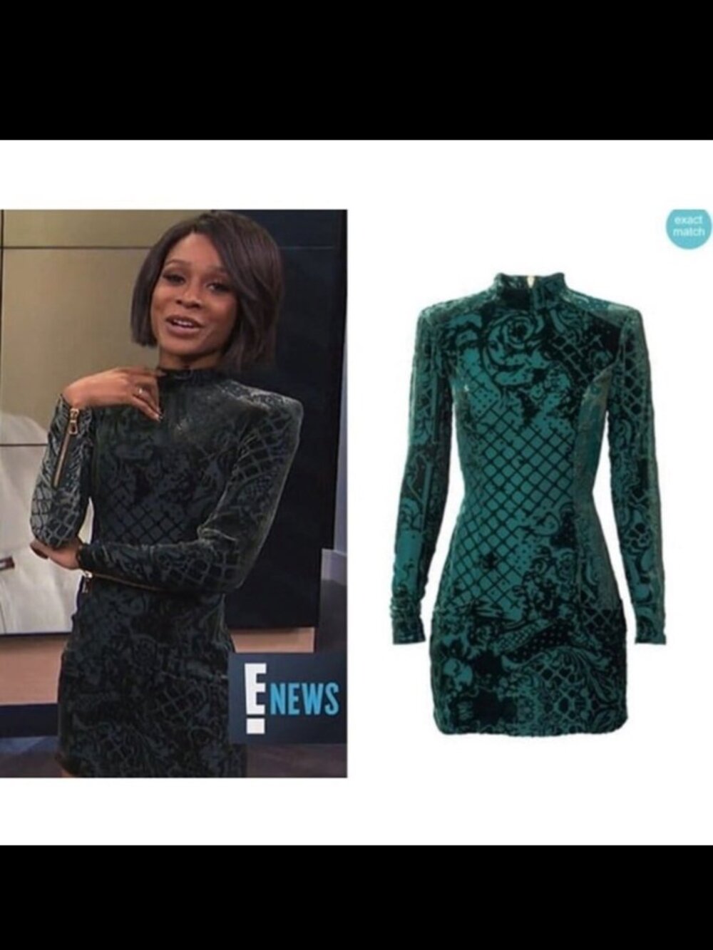 Balmain x H&M Iconic Runway Silk Green Velvet Dress Size 8
